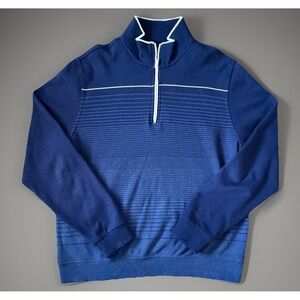 Carnoustie Long Sleeve 1/4 Quarter Zip Pullover Sweatshirt Blue Logo Large JBHS